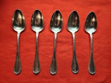 5 CUILLERES COUVERTS CHRISTOFLE metal argenté modele RUBANS Croisés de 1907