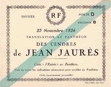 Carton d’invitation pour la translation des cendres de Jean Jaurès au Panthéon.