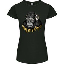 T-Shirt Femme Coupe Petite Monkey DJ Casque Audio
