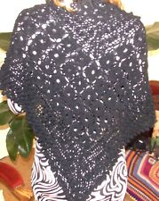 CHALE  CROCHET FAIT MAIN EN FRANCE CREATION SYLVETTE RAISONNIER MAMINOU NOIR