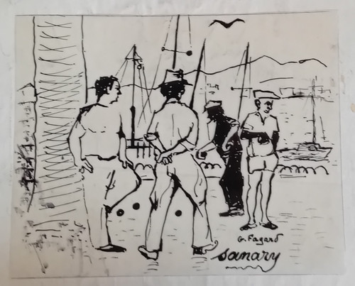 Rare dessin sur - sur, a