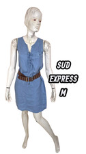 Sud Express Taille 38  Superbe robe sans manches bleue en lin
