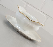 Coupe à saucière Fürstenberg Brunsviga blanc bord doré art déco