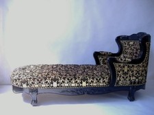Chaise longue recamiere style baroque bois massif tissu italien d'un château