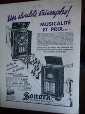TSF SONORA SUPERHETERODYNE à PUTEAUX  publicité papier ILLUSTRATION 1933 eb