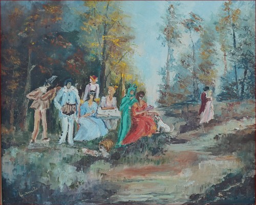 Les baladins huile sur toile - huile,