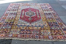 Ancien Main Fabriqué Traditionnel Oriental Laine Délavé Red Bleu Tapis 322x217cm