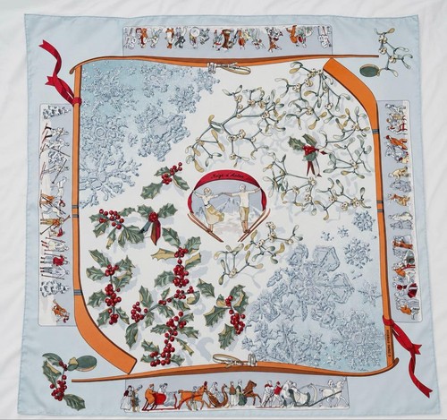 Hermes silk scarf 90cm neige - silk,