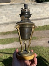 Lampe Pétrole Athénienne Bronze Marbre Empire Tête Aigles KOSMOS Lumière XIXEME