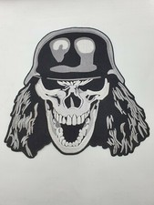 patch thermocollant brodé dorsal tete de mort casque L 23cm H 25cm 