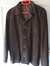  VESTE LONGUE. en CUIR BUFFLE NUBUCK. MARRON. modele BARNABE. Taille. S.  