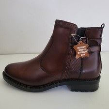 GEMO Bottines cuir marron fermeture éclair talon plat Taille 40