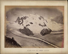 Switzerland, Matterhorn, Monte Rosa and Gorner Glacier vintage albumen print T