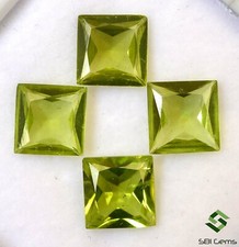 Naturel Péridot Coupe Carré 7 MM Lot 04 Pièces 5.65 Cts Lustré Calibré Gemme