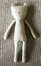 Doudou Peluche Chat gris pois blanc étoile jaune 38cm Atmosphera