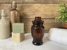 1025⚜️ Déco Pot Apothicaire Lever Hermétique Verre Ambre Hauteur 18 Cm Vintage