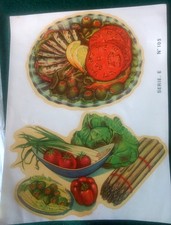 Grands Décalcomanies vintage Décor légumes Douce France – années 50 12x16cm