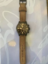 Montre Homme Fossil Nate JR1487 Chronographe gros format cuir brun foncé