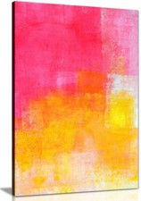Tableau sur toile portrait rose orange blanc
