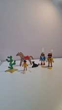 Lot Playmobil vintage geobra 3396 famille indienne cheval cactus