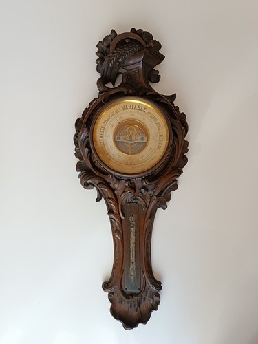 Baromètre rocaille noyer - baromètre, en