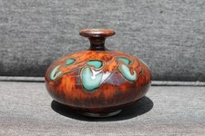 Magnifique Céramique Vase Pivoine 8,5 cm Signé Camille Tharaud Limoges Emaux