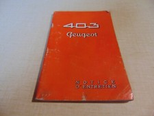 NOTICE D'ENTRETIEN pour PEUGEOT 403 juillet 1956