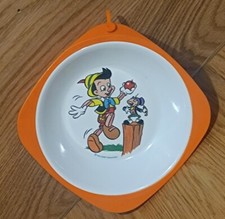 Assiette Chauffante Orange Pinocchio Walt Disney Productions Vintage C-8