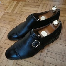 MORESCHI SHOES LEATHER MADE IN ITALY BUCKLE MONK STRAP / DERBY A BOUCLE (40)