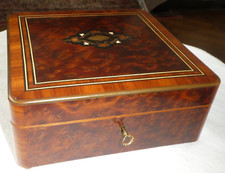 Coffret Napoléon III Boite a bijoux en loupe de thuya Marqueterie XX avec sa clé