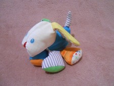 Doudou chien blanc multicolore