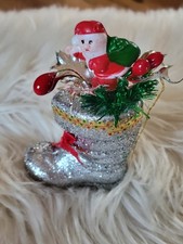 🎄 ...BOTTES PAILLETTES ARGENT PÈRE NOËL SAPIN DÉCORATION VINTAGE... 🎄