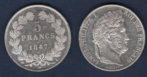 Francs tete laurée 1847 a - 5,