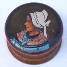 Vintage QUIMPER Pyrography Box Little Bretonne Yannel
