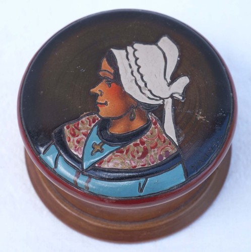 Vintage quimper pyrography box - vintage,