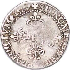 S3720 Rare Henri III AR Demi-Franc au col plat 1587 Argent Silver ->Faire Offre