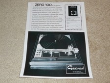 Garrard Zero 100 Platine Ad, 1972, 1 Pg , Article Et Infocus