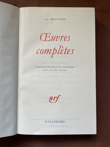 Livre pléiade bruyère - la,