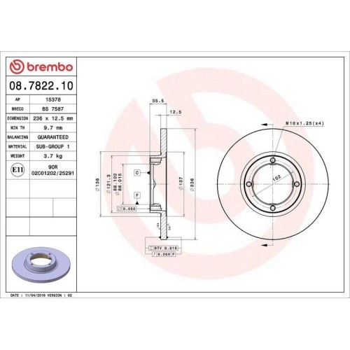 Disque frein brembo - disque, de