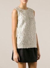 Dolce & Gabbana Silver Gold Embossed Top Size:40 IT Retail $1,045 NEW
