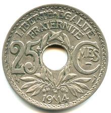 25 centimes Lindauer 1914 souligné n°7782
