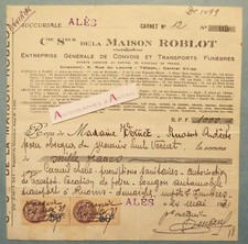 ● Maison ROBLOT Obsèques Emile VERNET Ruoms Ardèche 1931 convois funèbres Alès
