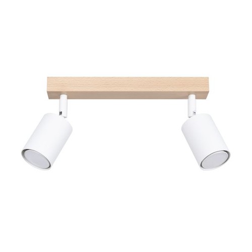 Plafonnier acier bois blanc - plafonnier,