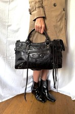 Sac de luxe Créateur "Balenciaga Paris " Noir à Franges avec anse N0754C-115748