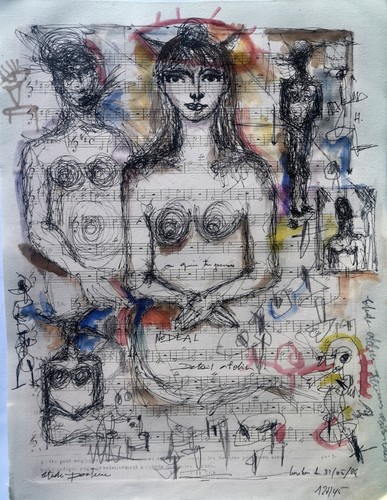 Dessin original sur partition - dessin,