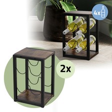 2 Casier à vin pour 8 bouteilles porte-bouteilles noir/aspect bois MDF/métal