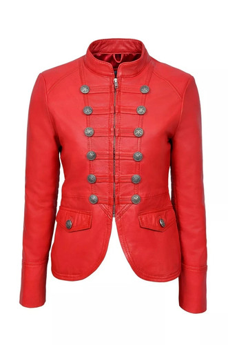 Veste cuir agneau rouge - veste,