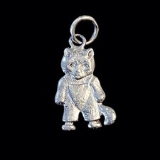 Adorable Pendentif Charm Chat en argent poinçon étranger