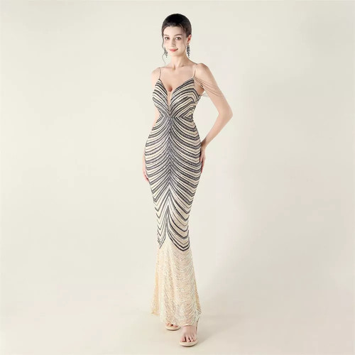 Robe bleu nuit longue - longue, de