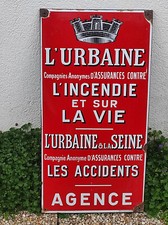 Plaque émaillée Assurance l'Urbaine